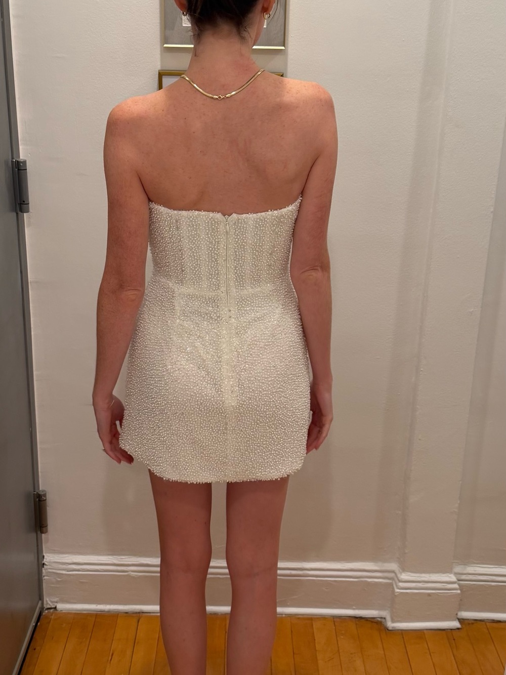 Sau Lee Lara Strapless White Beaded Mini Dress with Sweetheart Neckline, Sz 2 - Picture 10 of 10